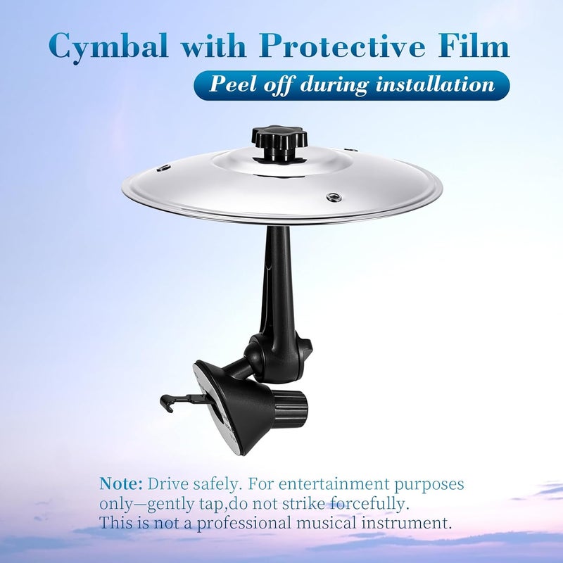 Qihangfu Car Cymbal Air Vent - Car Cymbals Air Vent Clip for Dashboard, Metal Car Drum Cymbals Accessory, Car Symbol Drum Air Vent Mini Cymbal Gift (Silver) - Image 4